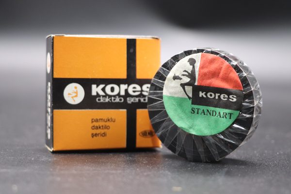 Kores pamuklu daktilo şeridi ÇİFT RENKLİ tek makara kırmızı-siyah