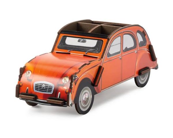WERKHAUS AHŞAP MASA ÜSTÜ ARABA KALEMLİK Citroen 2CV turuncu - Görsel 3