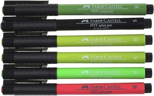 Faber Castell Pitt Artist Pens Kaligrafi Seti 6 Renk Yeşil Tonlar - Görsel 2