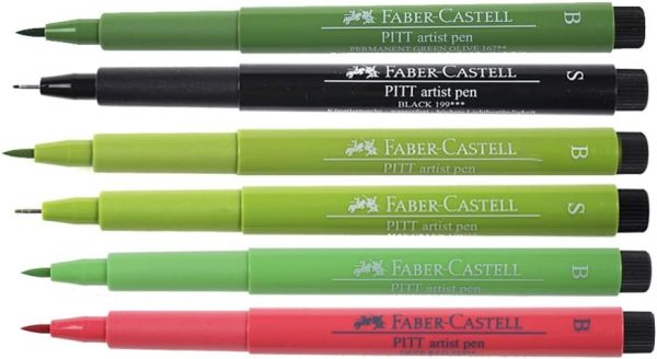 Faber Castell Pitt Artist Pens Kaligrafi Seti 6 Renk Yeşil Tonlar - Görsel 3